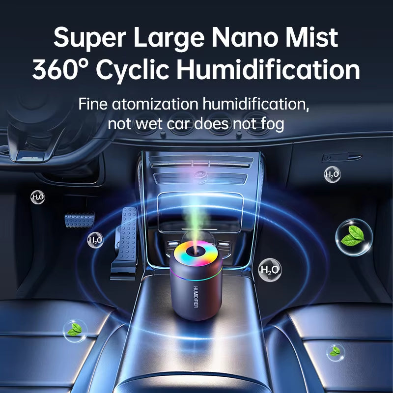 180ML USB Mini Air Humidifier and Aroma Diffuser with Essential Oil Purification and Ambient Lighting for Home, Car, and Bedroom