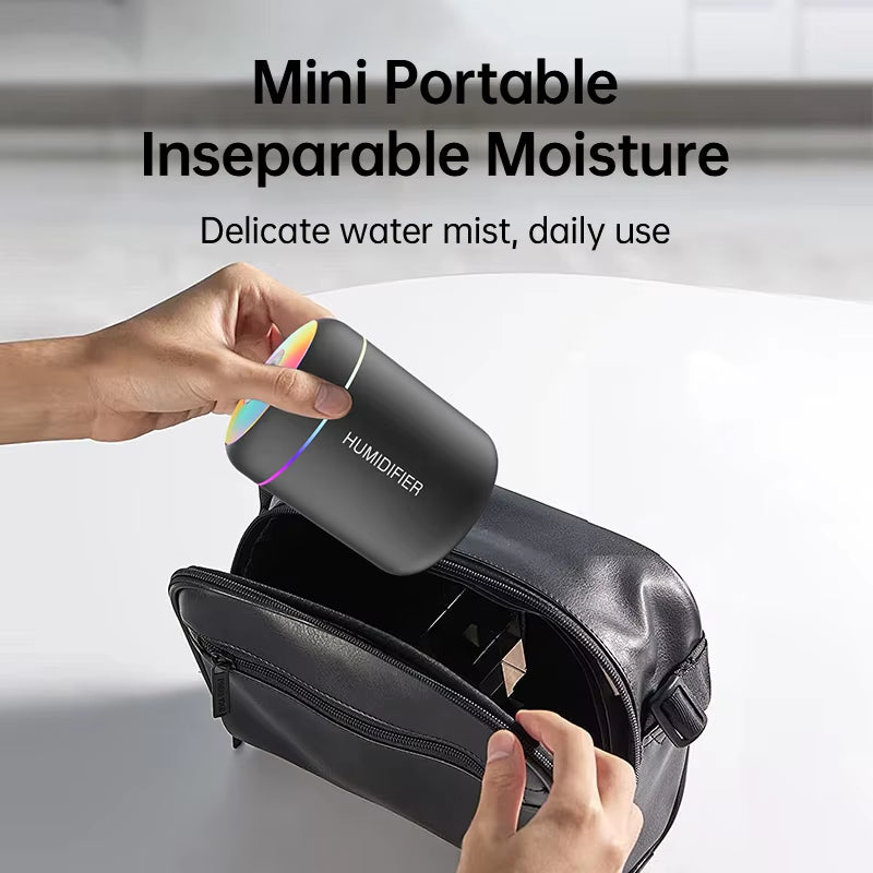 180ML USB Mini Air Humidifier and Aroma Diffuser with Essential Oil Purification and Ambient Lighting for Home, Car, and Bedroom