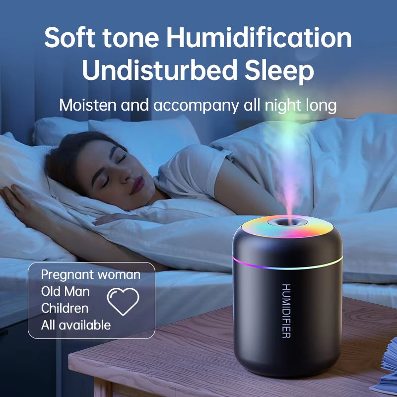 180ML USB Mini Air Humidifier and Aroma Diffuser with Essential Oil Purification and Ambient Lighting for Home, Car, and Bedroom